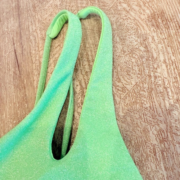 Becca Shimmer One Shoulder Asymmetrical One Piece Swimsuit in Seafoam Green NWT - Picture 7 of 11